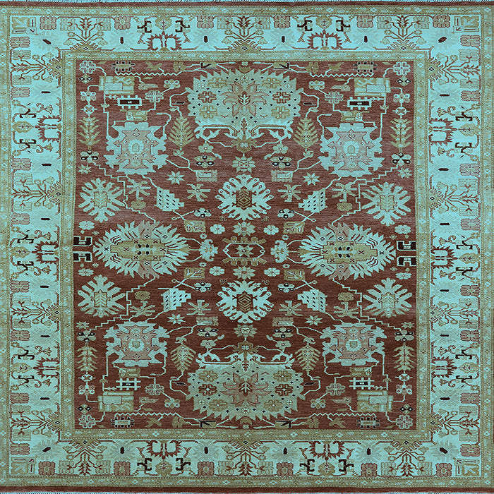 Square Machine Washable Oriental Light Blue Traditional Rug, wshurb2952lblu