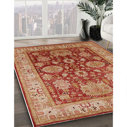 Mid-Century Modern Brown Sand Brown Oriental Rug in Family Room, urb2952