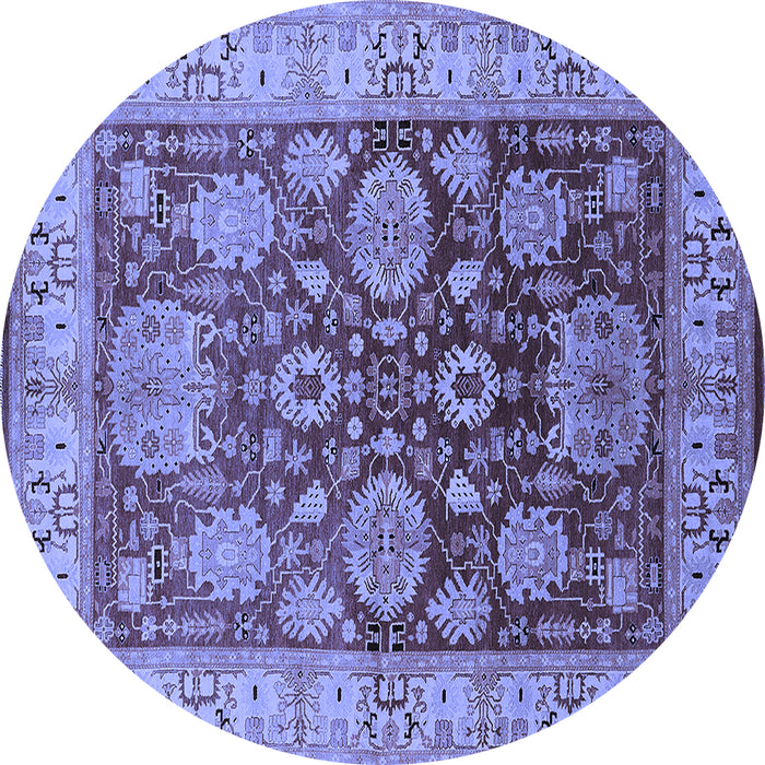 Round Machine Washable Oriental Blue Traditional Rug, wshurb2952blu