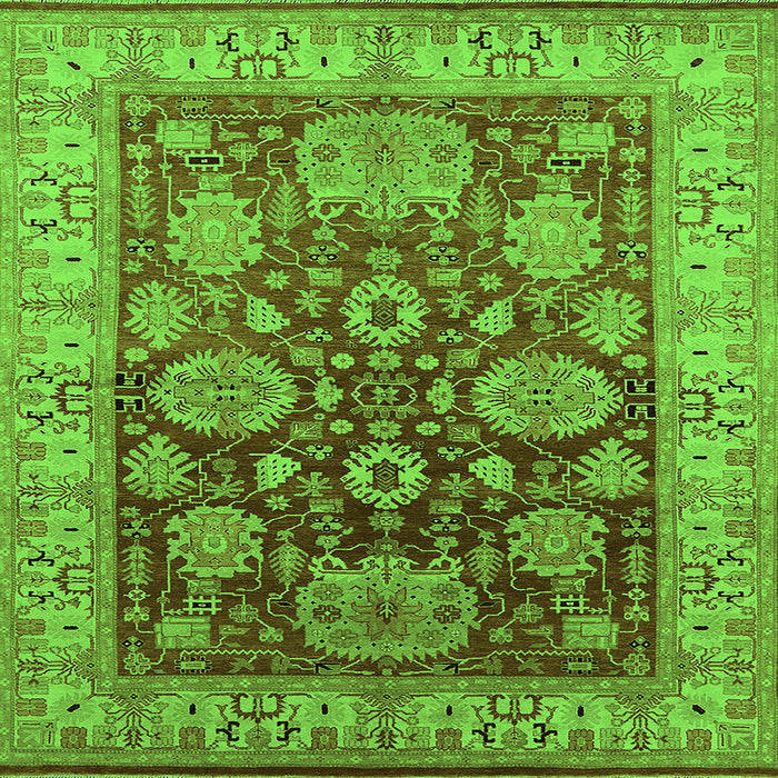 Square Machine Washable Oriental Green Traditional Area Rugs, wshurb2952grn