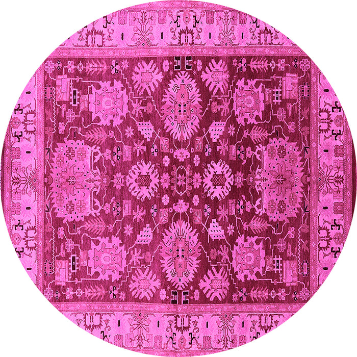 Round Oriental Pink Traditional Rug, urb2952pnk