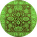 Round Oriental Green Traditional Rug, urb2952grn