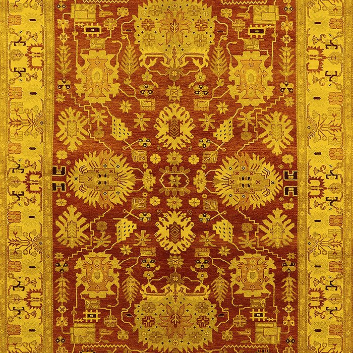 Machine Washable Oriental Yellow Traditional Rug, wshurb2952yw