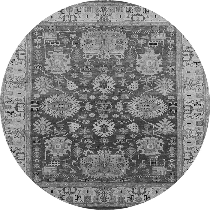 Round Oriental Gray Traditional Rug, urb2952gry