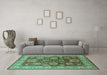 Machine Washable Oriental Turquoise Traditional Area Rugs in a Living Room,, wshurb2952turq