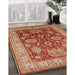 Mid-Century Modern Brown Sand Brown Oriental Rug in Family Room, urb2952