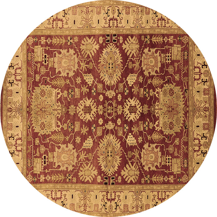 Round Oriental Brown Traditional Rug, urb2952brn