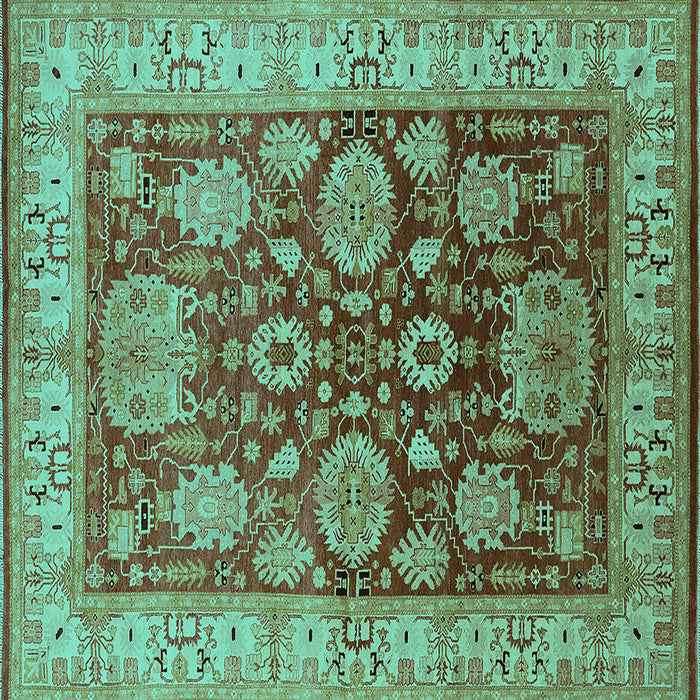 Square Oriental Turquoise Traditional Rug, urb2952turq