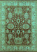 Machine Washable Oriental Turquoise Traditional Area Rugs, wshurb2952turq