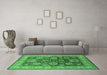 Machine Washable Oriental Emerald Green Traditional Area Rugs in a Living Room,, wshurb2952emgrn