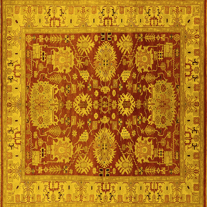 Square Oriental Yellow Traditional Rug, urb2952yw