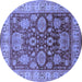 Round Oriental Blue Traditional Rug, urb2952blu