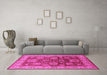 Machine Washable Oriental Pink Traditional Rug in a Living Room, wshurb2952pnk