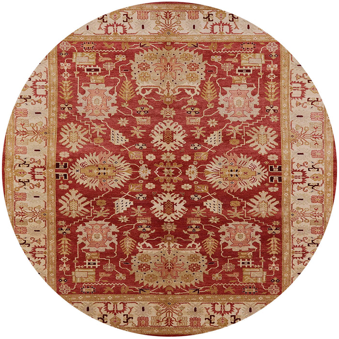 Round Mid-Century Modern Brown Sand Brown Oriental Rug, urb2952