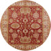 Round Mid-Century Modern Brown Sand Brown Oriental Rug, urb2952