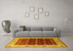 Machine Washable Oriental Yellow Traditional Rug in a Living Room, wshurb2953yw