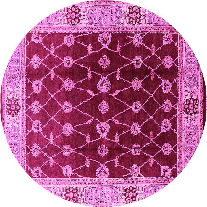 Round Oriental Pink Traditional Rug, urb2953pnk