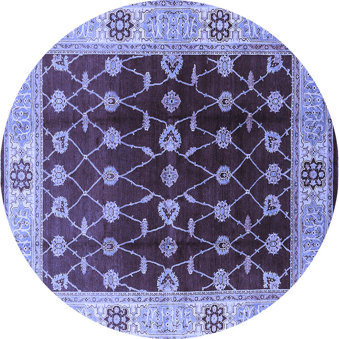 Round Oriental Blue Traditional Rug, urb2953blu