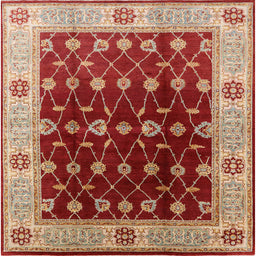 Square Machine Washable Industrial Modern Red Rug, wshurb2953
