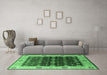 Machine Washable Oriental Emerald Green Traditional Area Rugs in a Living Room,, wshurb2953emgrn