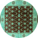 Round Oriental Turquoise Traditional Rug, urb2953turq