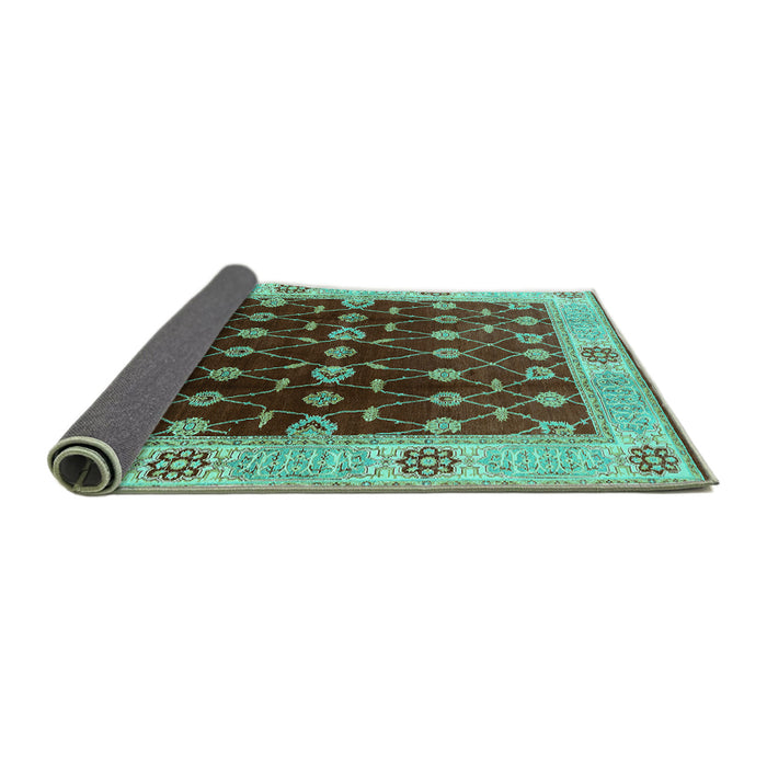 Sideview of Oriental Turquoise Traditional Rug, urb2953turq