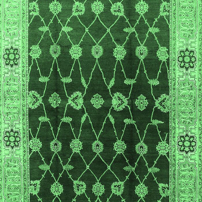 Machine Washable Oriental Emerald Green Traditional Area Rugs, wshurb2953emgrn