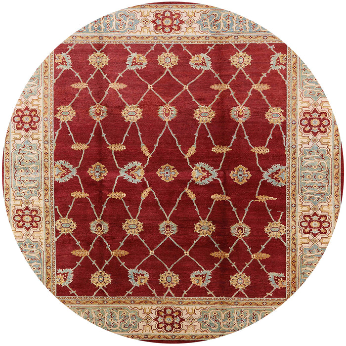 Round Machine Washable Industrial Modern Red Rug, wshurb2953