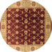 Round Machine Washable Oriental Brown Traditional Rug, wshurb2953brn