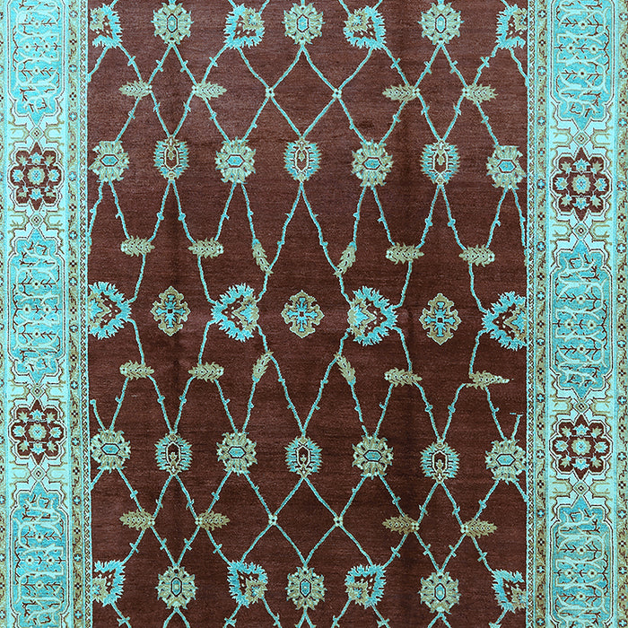 Machine Washable Oriental Light Blue Traditional Rug, wshurb2953lblu
