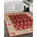 Mid-Century Modern Red Oriental Rug in Family Room, urb2953