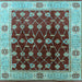 Square Oriental Light Blue Traditional Rug, urb2953lblu