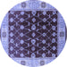 Round Machine Washable Oriental Blue Traditional Rug, wshurb2953blu