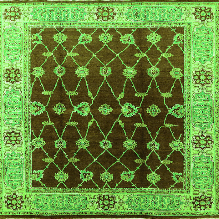 Square Oriental Green Traditional Rug, urb2953grn