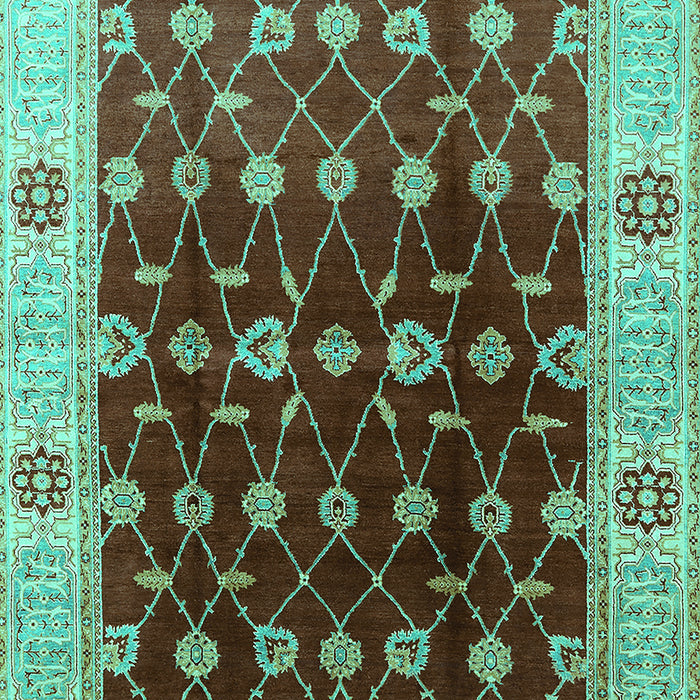 Machine Washable Oriental Turquoise Traditional Area Rugs, wshurb2953turq