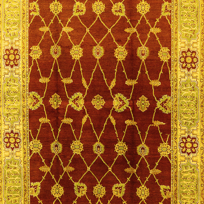 Machine Washable Oriental Yellow Traditional Rug, wshurb2953yw