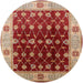 Round Mid-Century Modern Red Oriental Rug, urb2953
