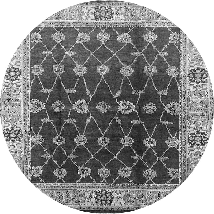 Round Oriental Gray Traditional Rug, urb2953gry