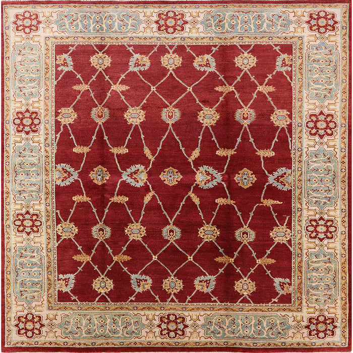 Square Mid-Century Modern Red Oriental Rug, urb2953