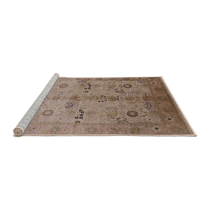 Sideview of Machine Washable Industrial Modern Sienna Brown Rug, wshurb2954