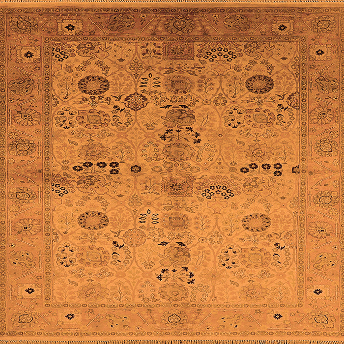 Square Machine Washable Oriental Orange Traditional Area Rugs, wshurb2954org