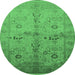 Round Oriental Emerald Green Traditional Rug, urb2954emgrn