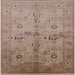 Square Mid-Century Modern Sienna Brown Oriental Rug, urb2954