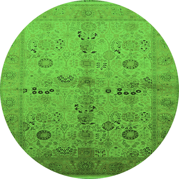 Round Oriental Green Traditional Rug, urb2954grn