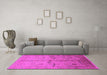 Machine Washable Oriental Pink Traditional Rug in a Living Room, wshurb2954pnk