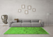 Machine Washable Oriental Green Traditional Area Rugs in a Living Room,, wshurb2954grn