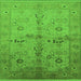 Square Machine Washable Oriental Green Traditional Area Rugs, wshurb2954grn