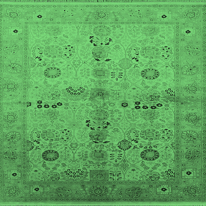 Square Machine Washable Oriental Emerald Green Traditional Area Rugs, wshurb2954emgrn