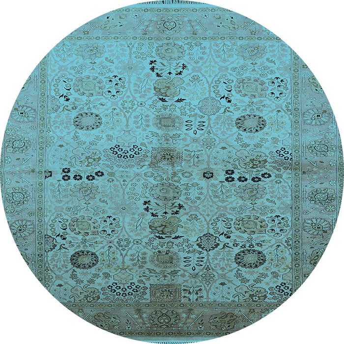 Round Oriental Light Blue Traditional Rug, urb2954lblu