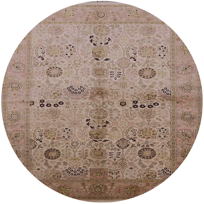 Round Mid-Century Modern Sienna Brown Oriental Rug, urb2954